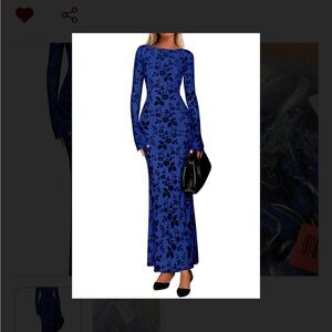 PrettyGarden Elegant Blue Floral Women's Dress